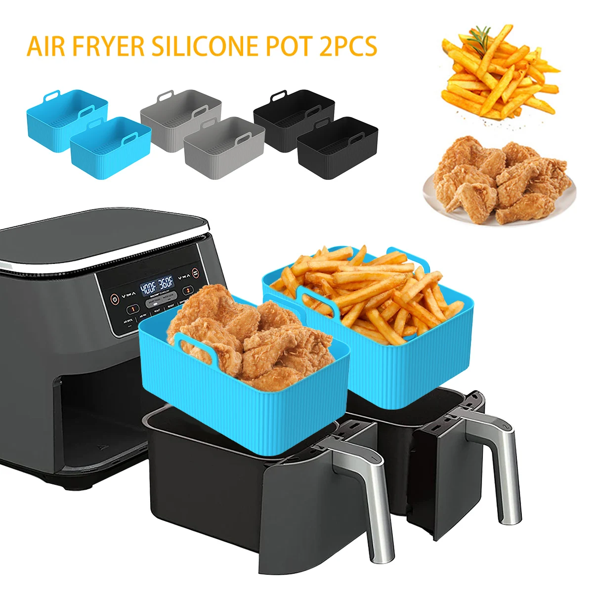 2Pcs Air Fryer Silicone Liner  - Air Fryer Silicone Pot Liner review and price