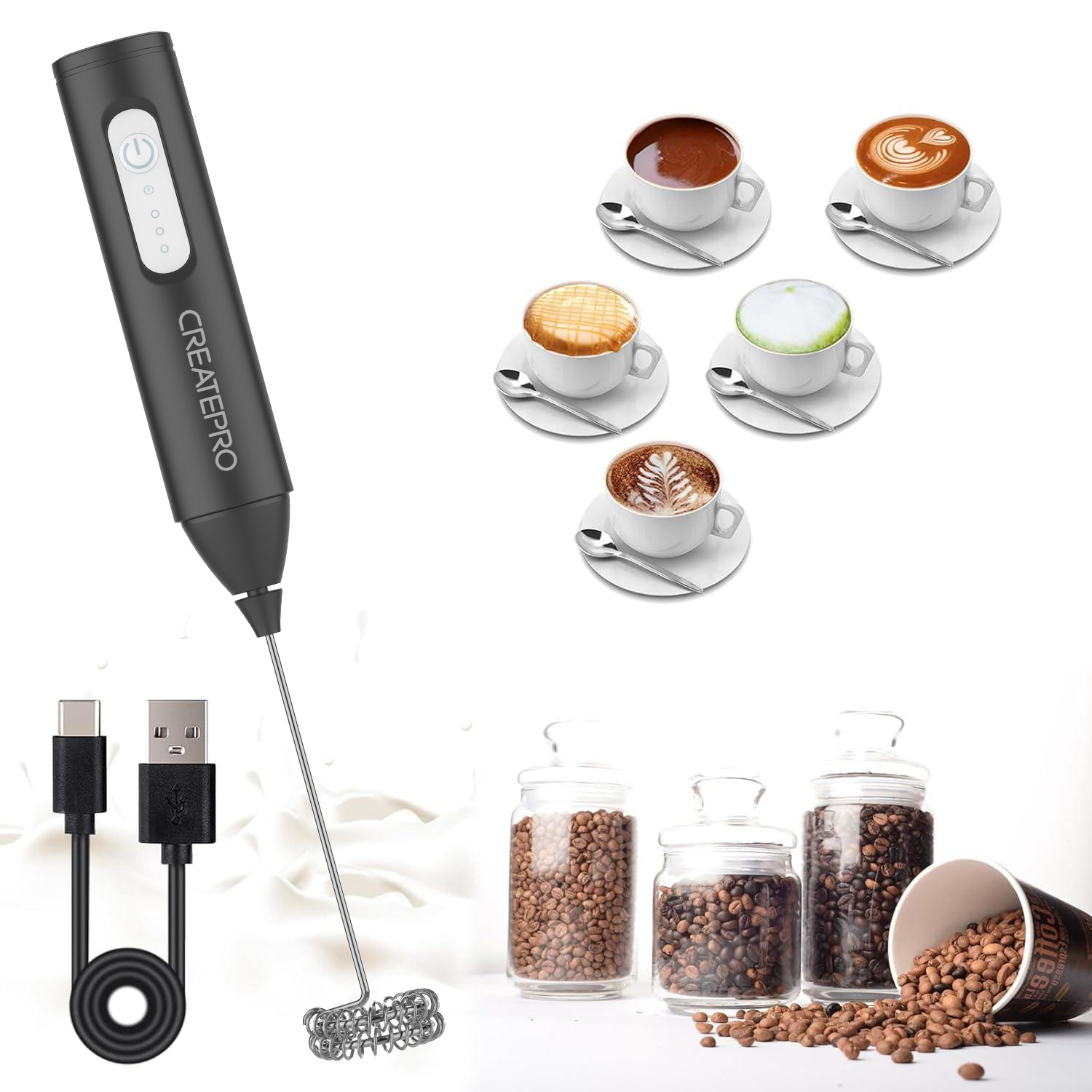 Rechargeable Milk Frother Auto - Electric Milk Frother Handheld review and price