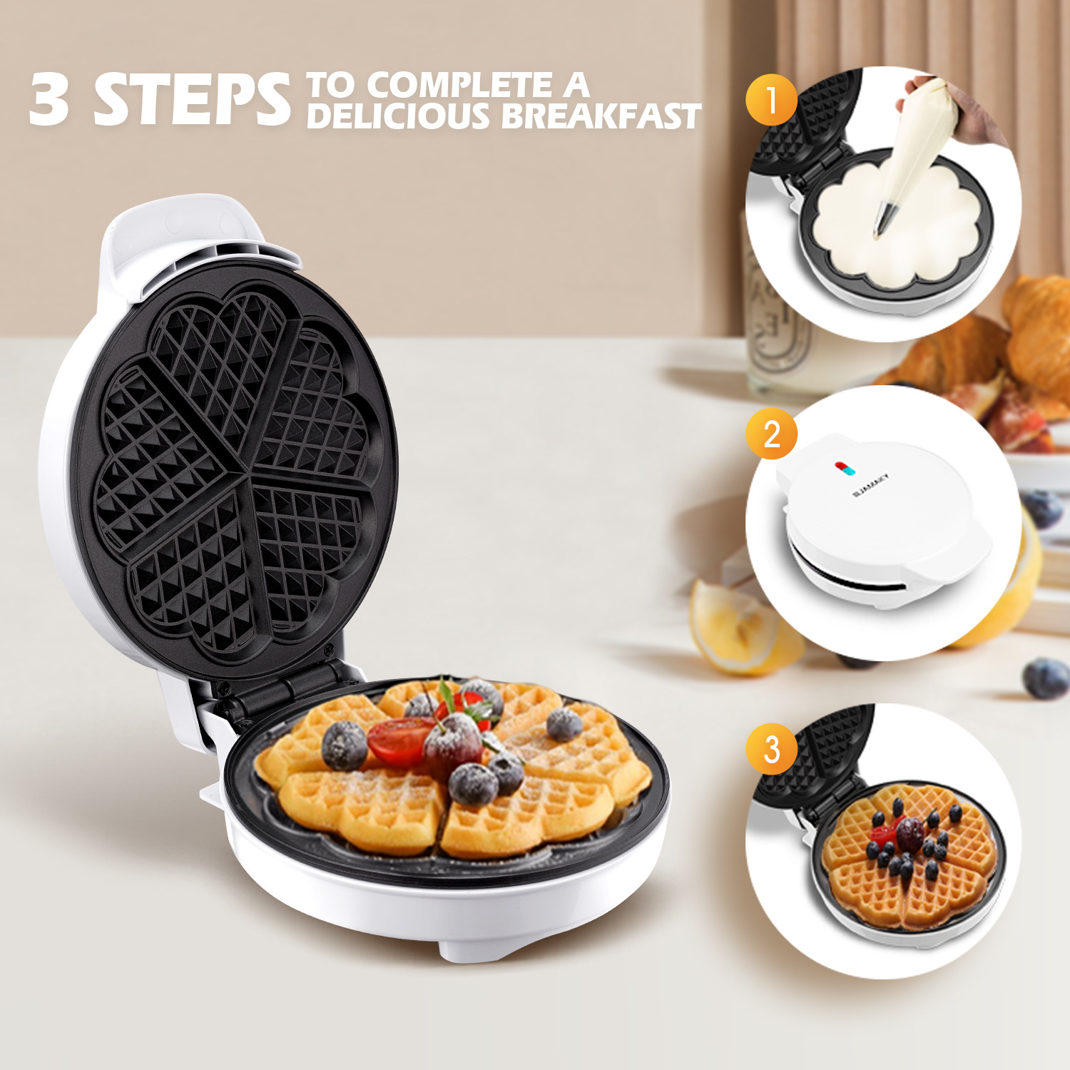 Breakfast Waffle Molds Egg Cak - Mini Waffle Maker Machine review and price