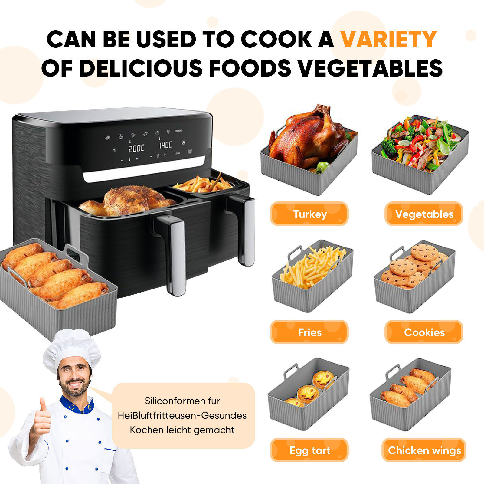 2pcs Set Silicone Air Fryer Ma - Air Fryer Silicone Pot Liner review and price